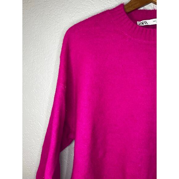 Zara Crew Neck Wool Blend Neon Sweater Size Small - Picture 4 of 6